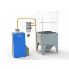 Pfyldningssystem til Artel trpillefyr.