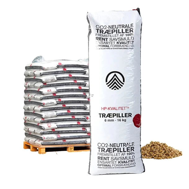 6 mm HP tr�piller fra Vildbjerg i 16 kg poser/ 896 kg. 